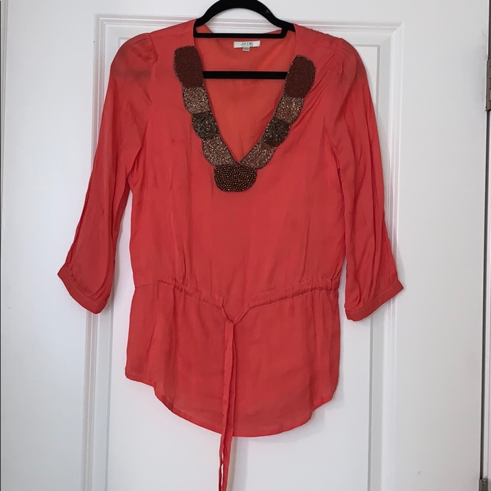 Jade Top w/ beading around collar